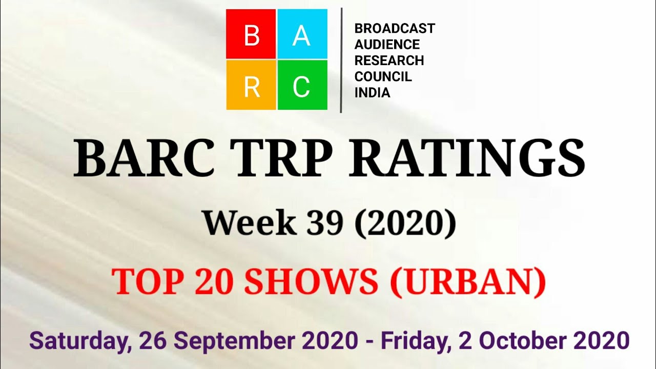 BARC TRP Ratings Week 39 (2020) : TOP 20 Shows (Urban)
