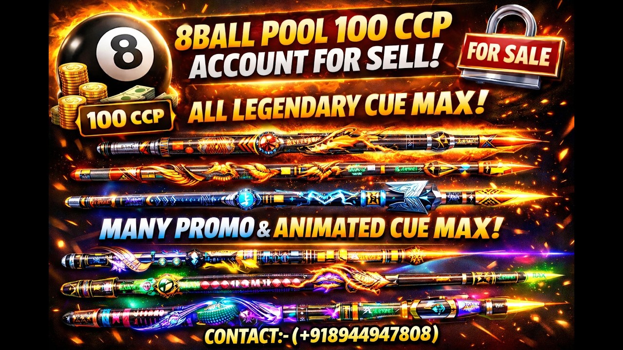 8 BALL POOL 100 CCP ALL LEGENDARY CUE MAX ACCOUNT FOR SELL✨💖💖💖💖
