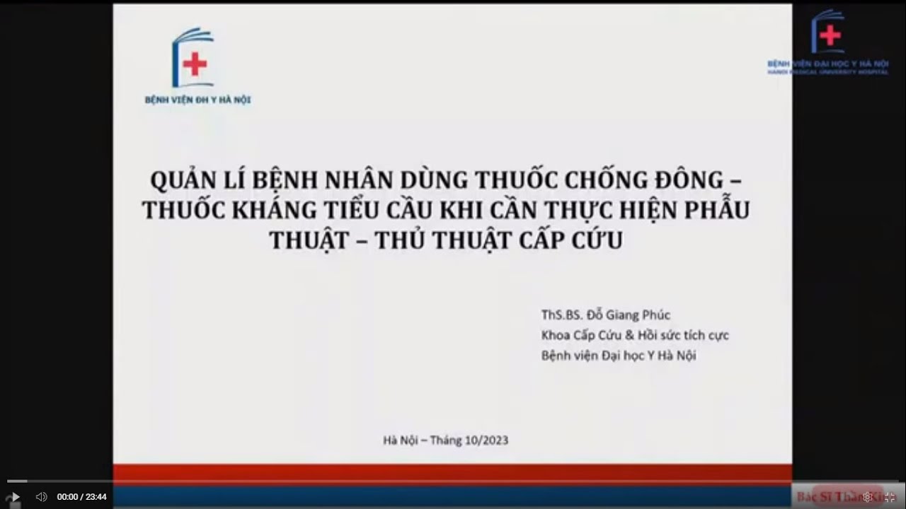 Quản lý Thuốc chống đông - chống kết tập tiểu cầu trước phẫu thuật