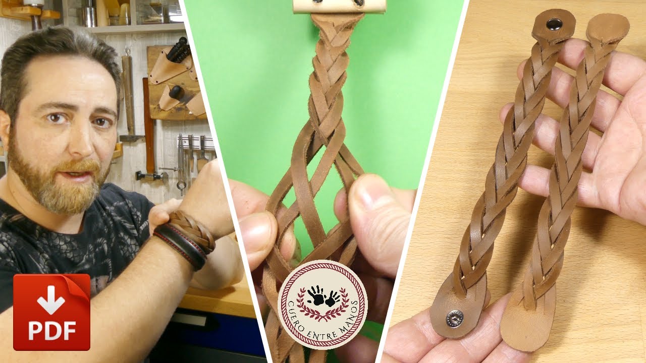 📌PULSERA CIEGA 5 Cabos,Trenza de Cuero con un final Feliz,Con Remates fáciles,Trenzado de Cuero