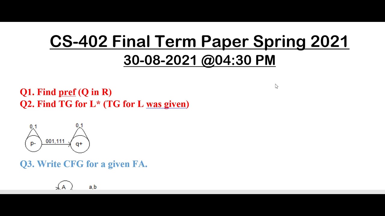 CS402 final term paper  solved (spring 2021)
