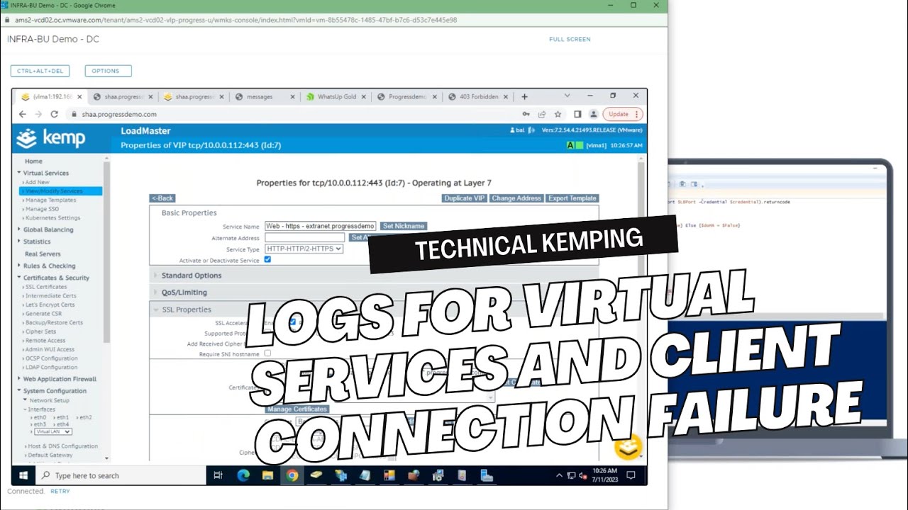 Logs for Virtual Services and Client Connection Failure