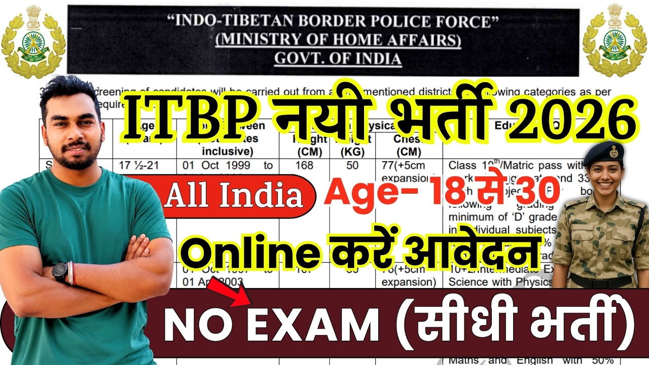 ITBP Recruitment 2026 Notification | ITBP New Vacancy 2026 | Bharti August Jobs 2026 | 10th Pass