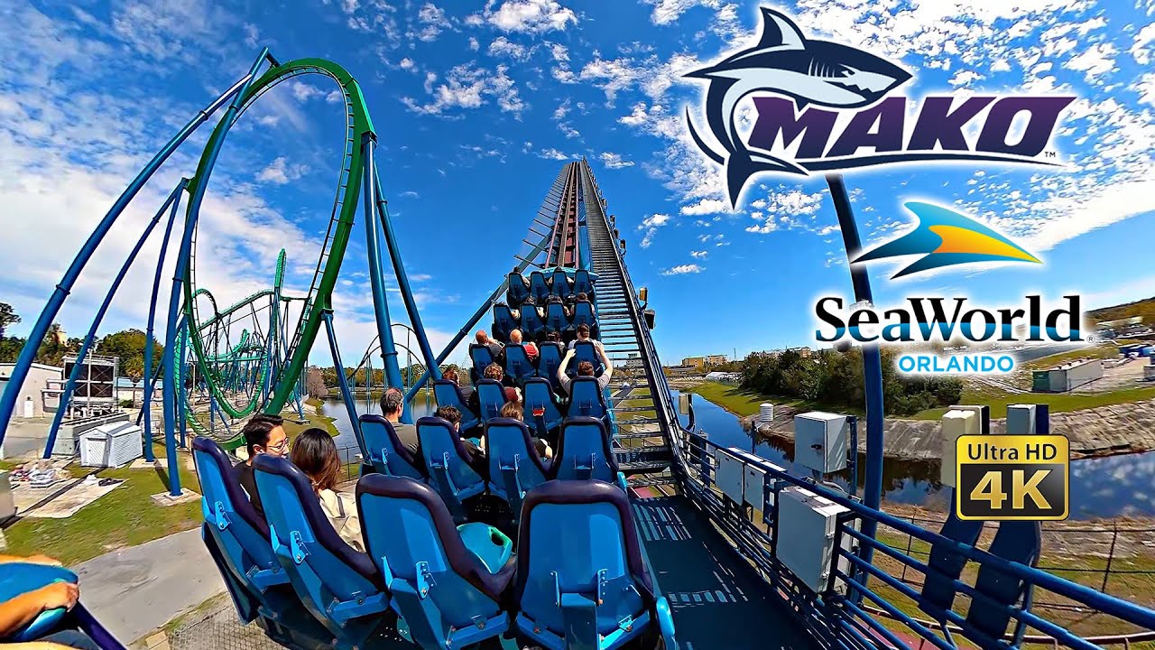 2025 Mako Roller Coaster On Ride Back Seat 4K POV SeaWorld Orlando