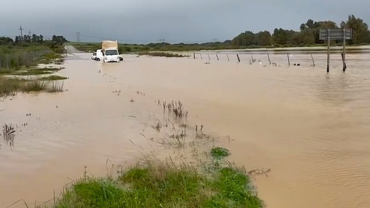 Flooded road at Kalbaskraal near Cape Town