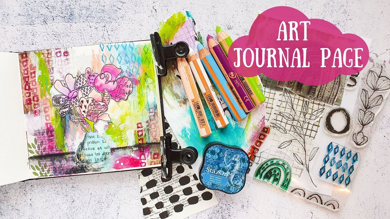 Mixed Media Art Journal Page with Stabilo Woodys