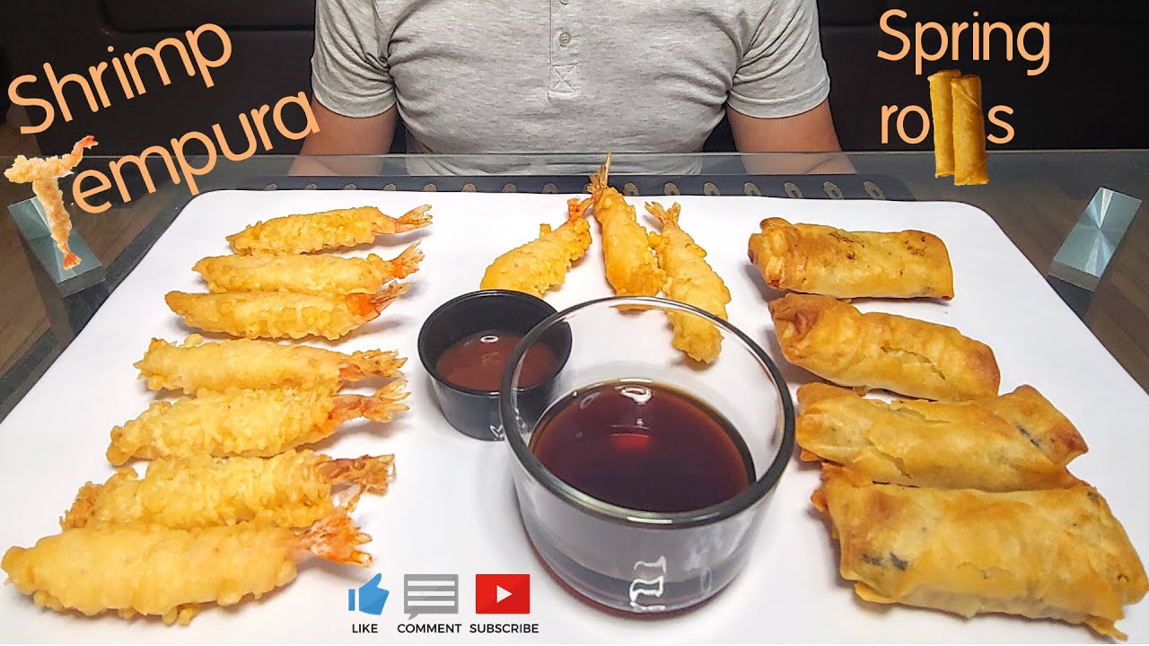 Shrimp tempura and vegetable spring rolls(No talking) Asmr 먹방 Mukbang