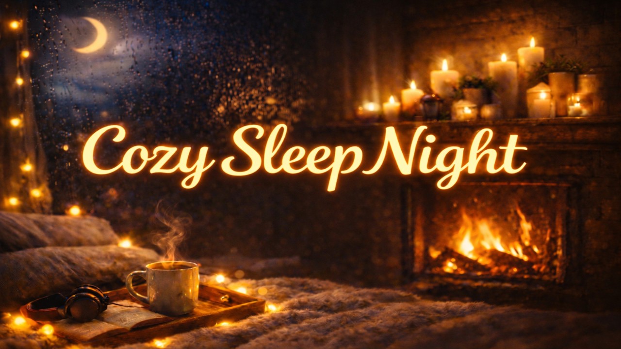Cozy Sleep Night LoFi 🌙 Rain & Fireplace Sounds for Deep Sleep | Relaxing Night Ambience