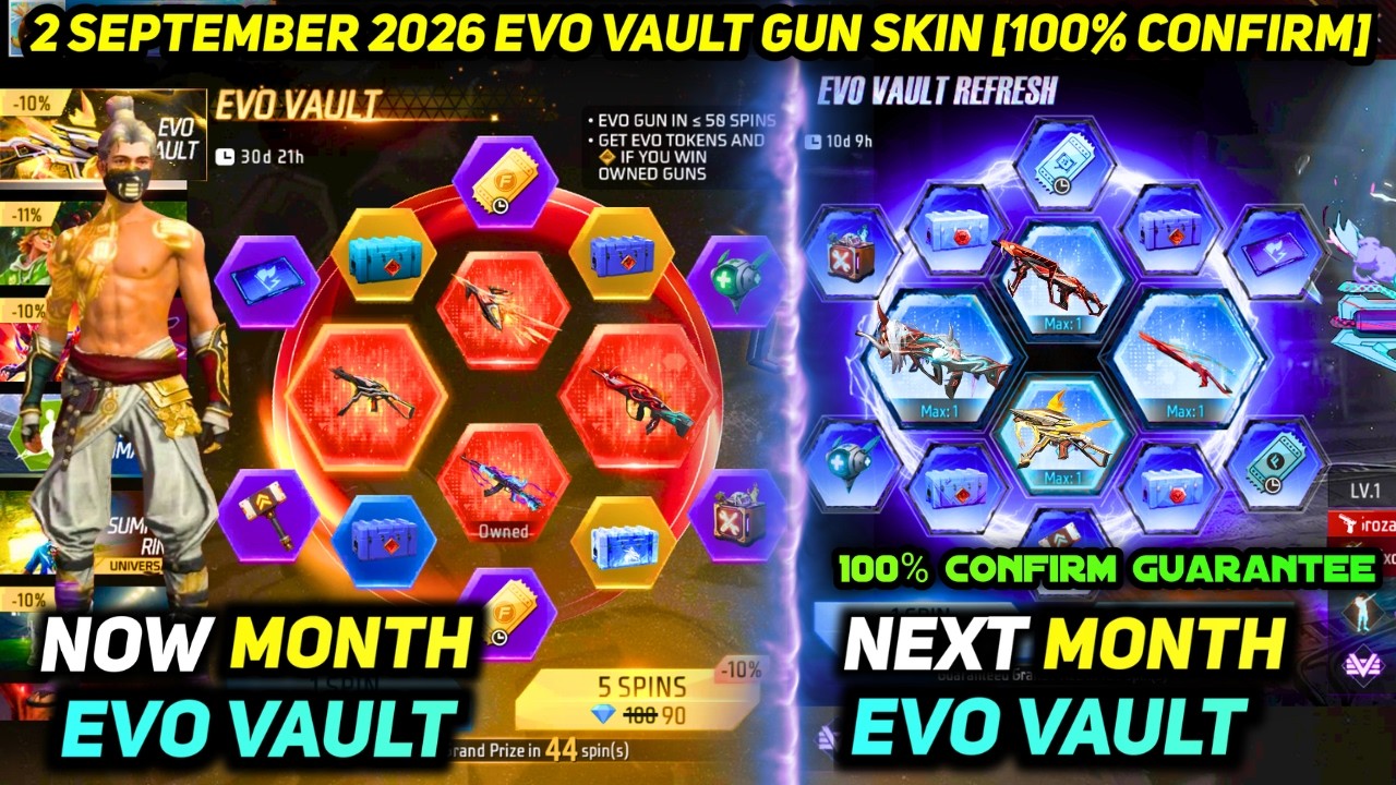 100% *CONFIRM* NEXT EVO VAULT SEPTEMBER MONTH 2026 FREE FIRE | NEW 2 SEPTEMBER EVENT EVO GUN SKIN