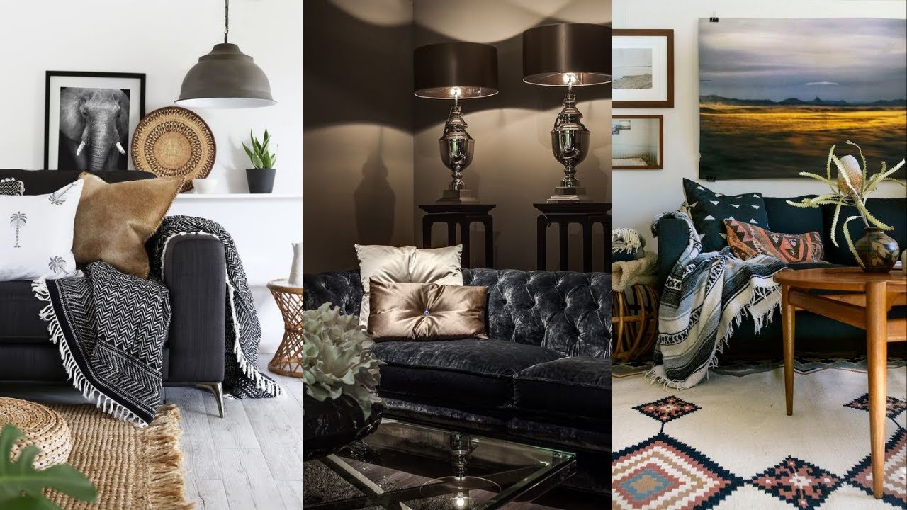 Black Sofa Ideas for Living Room. How to Style a Black Sofa.