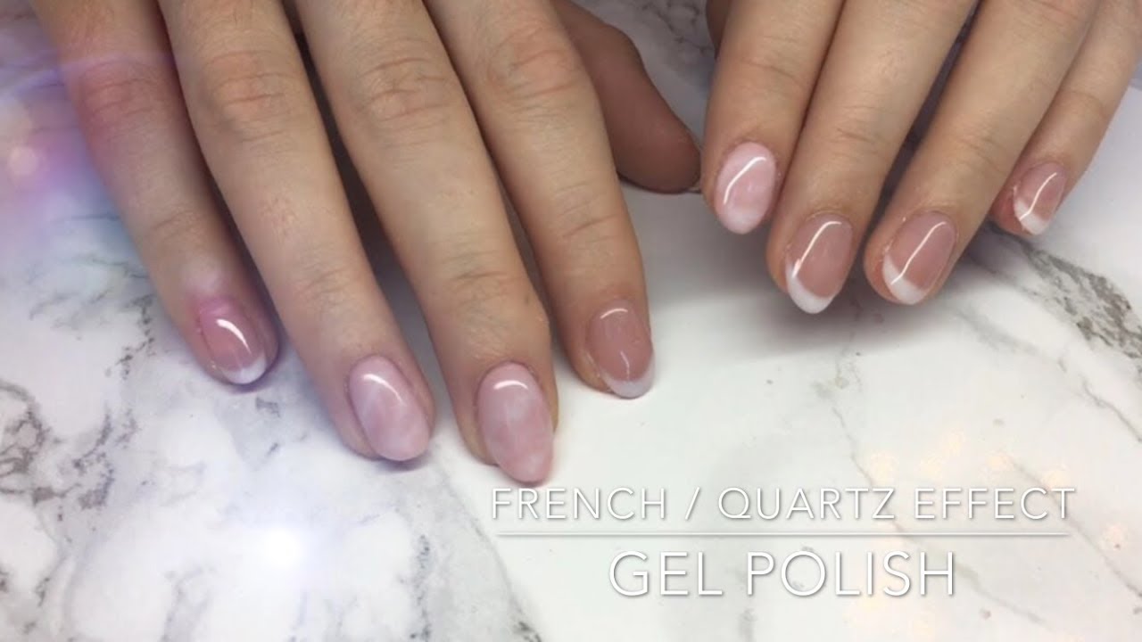 Natural French Manicure + Pink Quartz Effect with Gel Polish - Crispynails ♡
