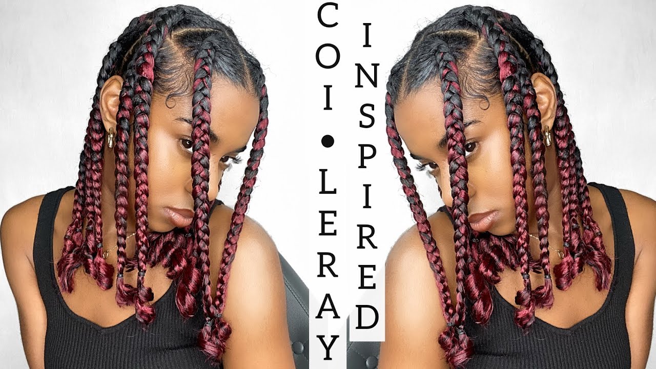 Coi Leray Inspired Knotless Braids On MYSELF| #howto