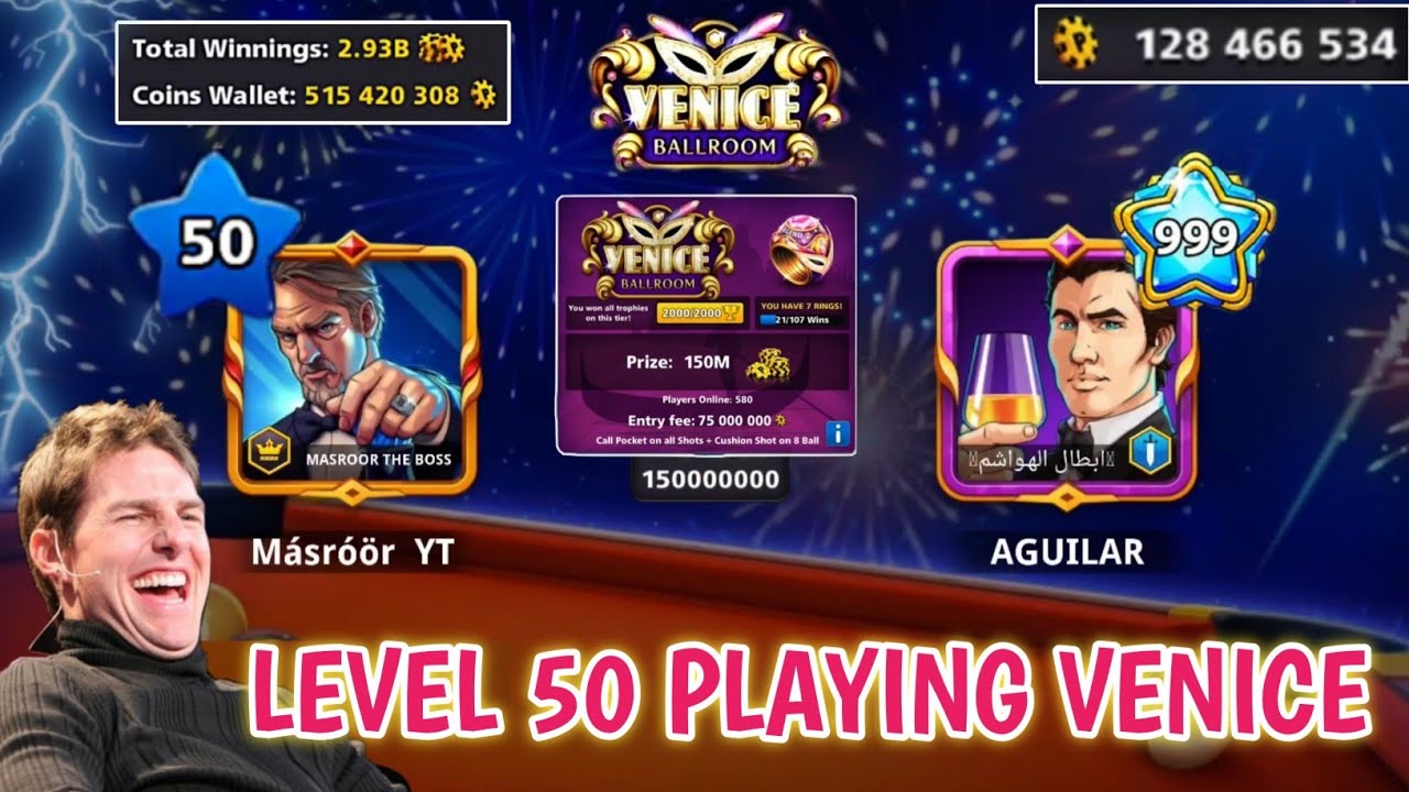 Level 50 in VENICE Table - OMG 😳 | Risked All coins | Who wins ? 😎 Quick 500M - 8 ball pool