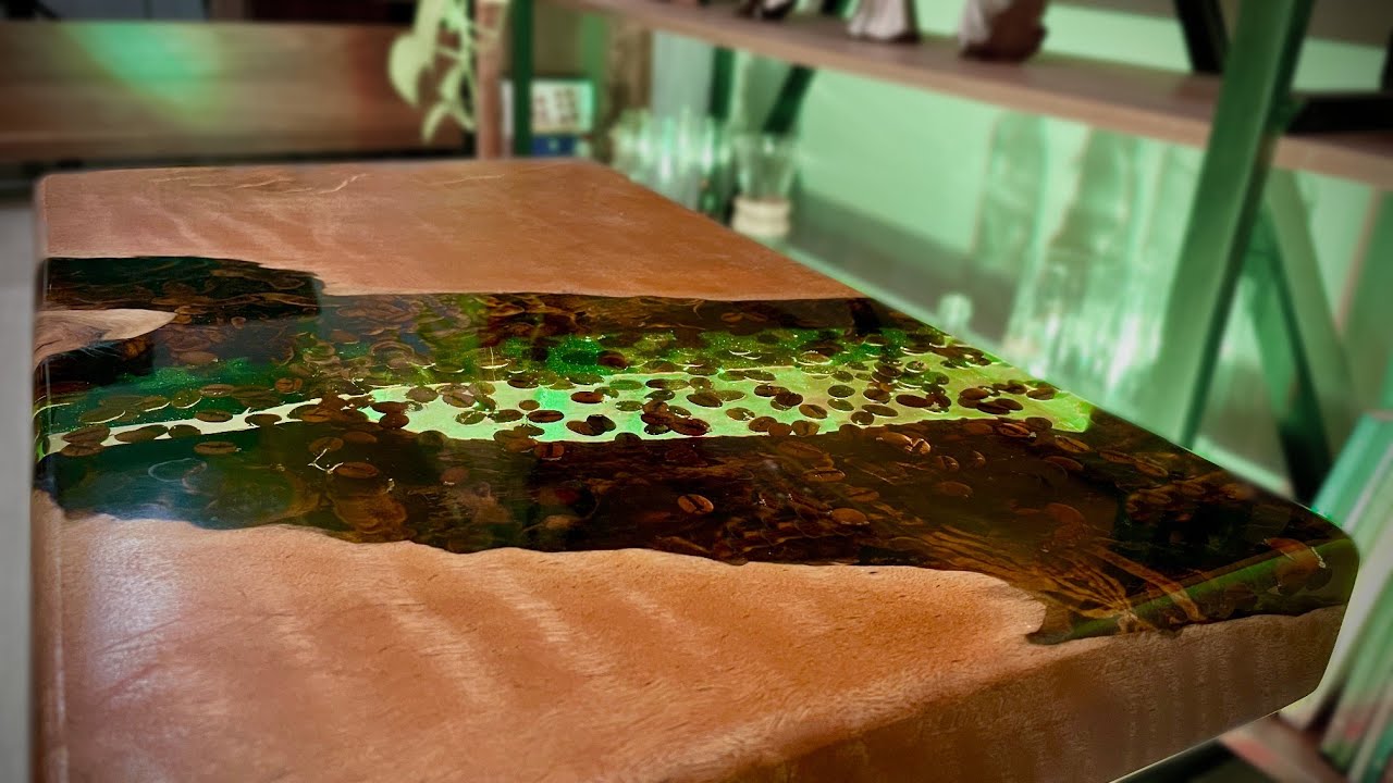 Making coffee table with coffee beans | Wood and resin
