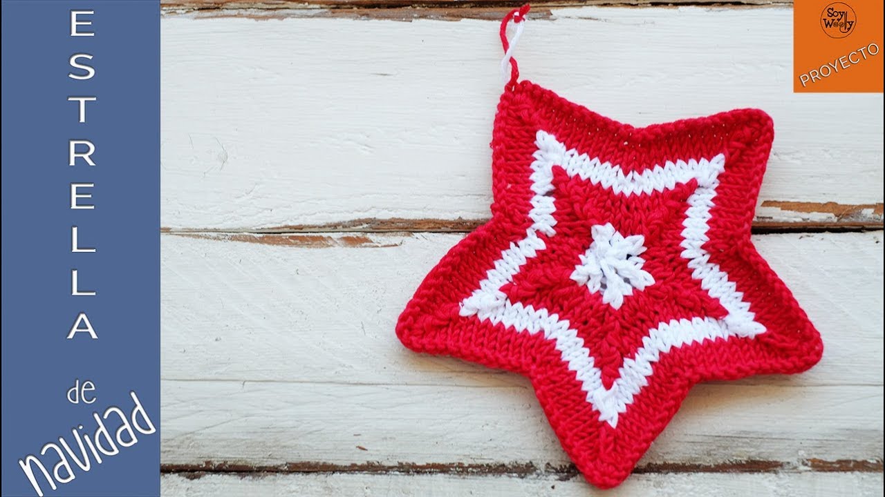 Estrella de Navidad de 5 puntas tejida en dos agujas - Soy Woolly