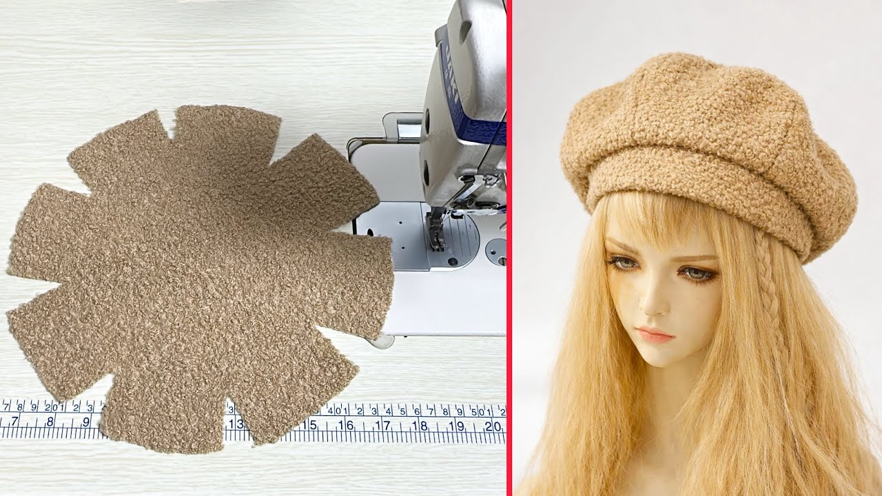 خياطة بيريات بشكل جديد 😍//Diy Beret Hat