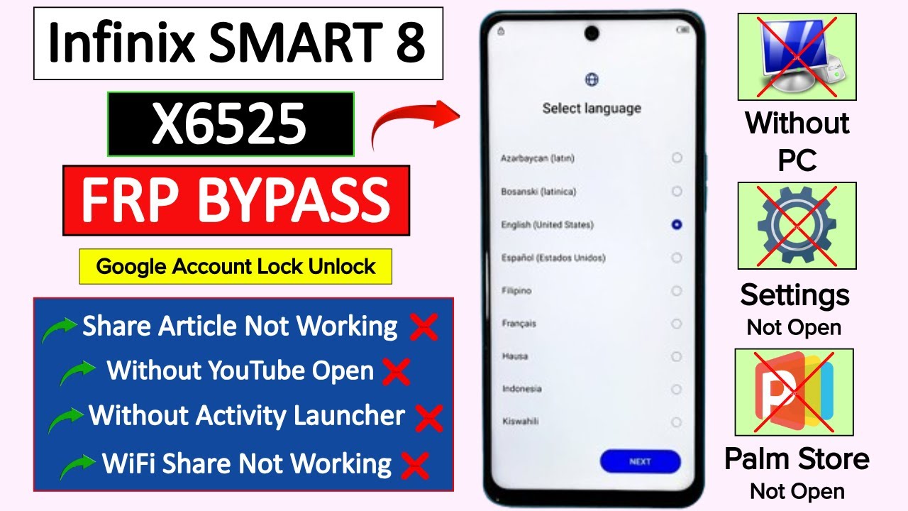Infinix Smart 8 X6525 FRP Bypass (New Update) Without PC - Fix Settings Not Open 2026