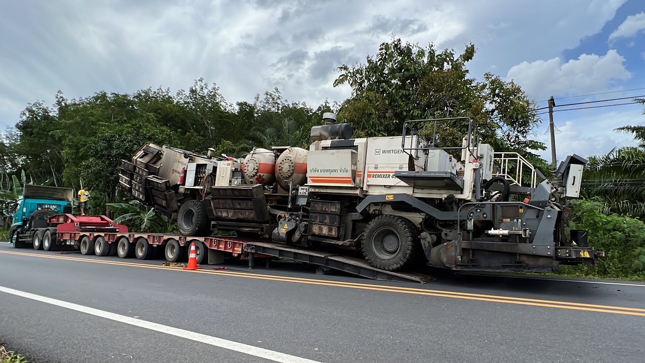 ย้ายรถ REMIXER 4500 ด้วยหางโลวเบท6เพลา #มรกตชุมพรก่อสร้าง