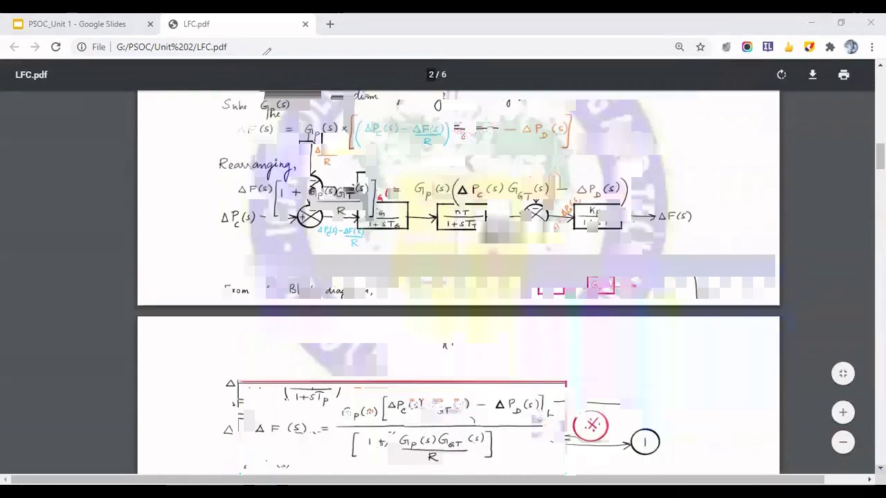 LFC Single Area System Mathematical Modelling