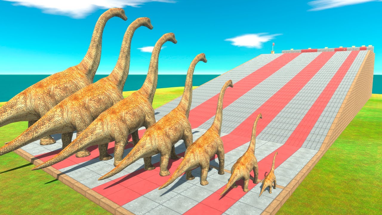 Herbivorous Dinosaurs of Different Sizes Climbing Race  - Animal Revolt Battle Simulator