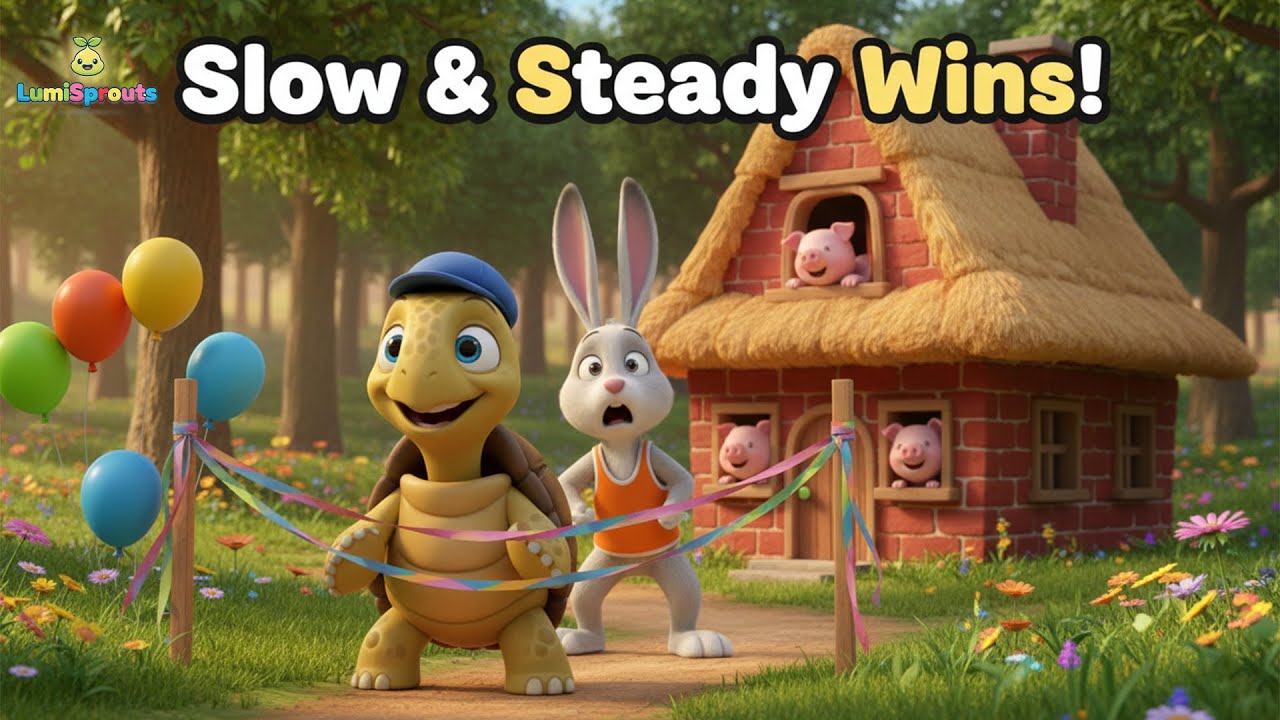 The Great Forest Race 🐢🐰 | Slow & Steady Wins | Moral Story for Kids (Ages 1–5)