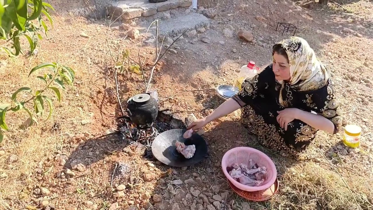 Cooking Iranian fasanjan with Kurdistan walnut and Mazandaran rice آموزش فسنجان با گردوی کوردستان😍
