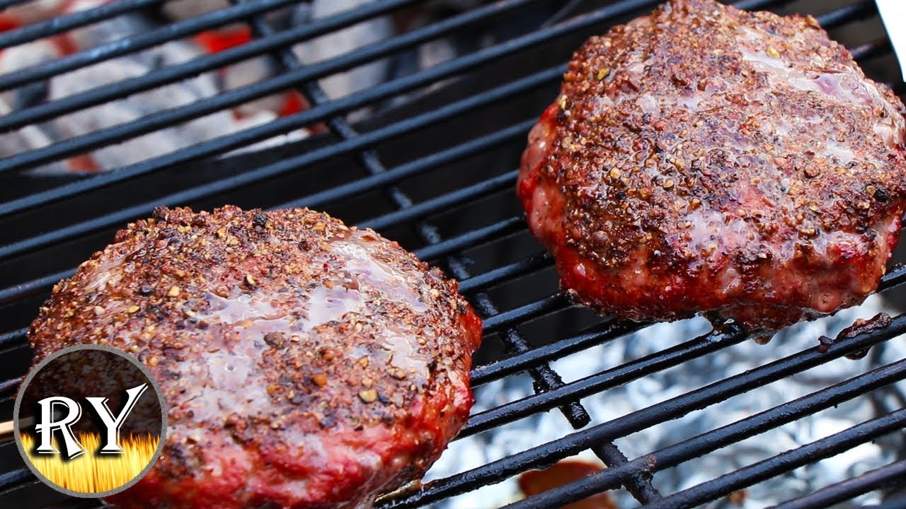 Smoked Pepper Crusted Bison Burger On The Weber Kettle