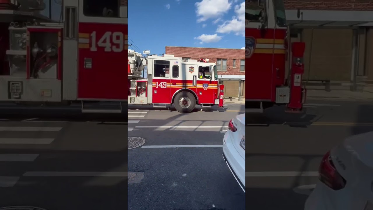 FDNY tower ladder 149 responding with some air horn
