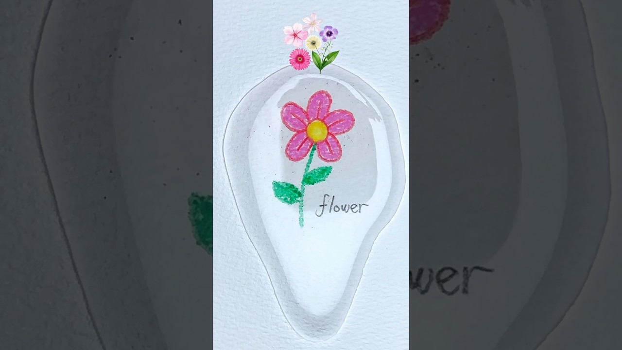 Easy drawing pink flower but in water kids art #kids #flower #easydrawing #drawing #kidsart