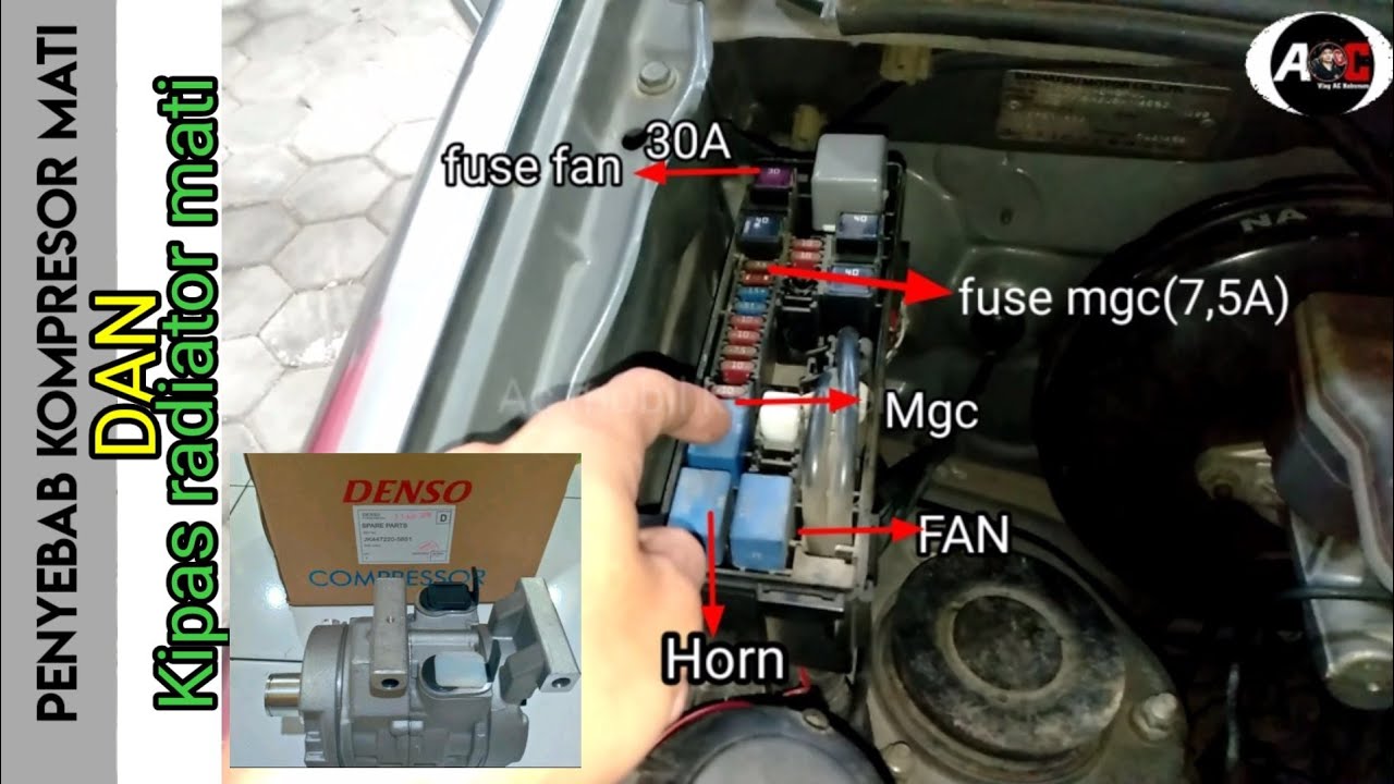 Penyebab kompresor Ac dan kipas radiator mobil tidak bisa hidup,padahal Ac ON