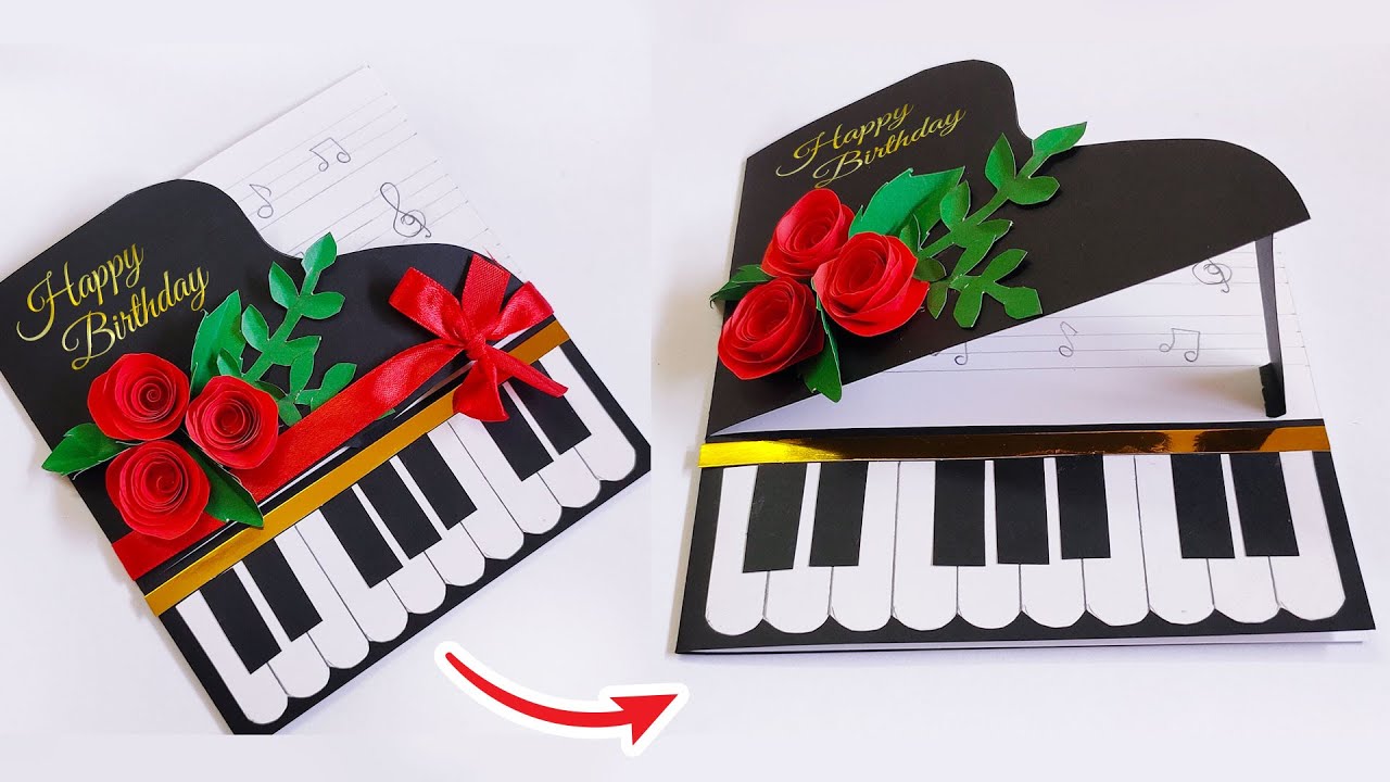 Easy & Beautiful Piano Card  🎹 Birthday Card Ideas 🎵
