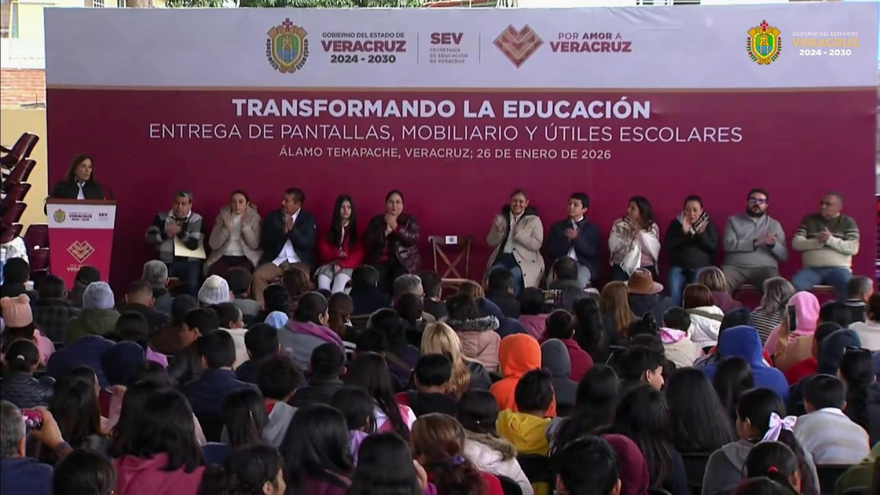 🔴 En vivo | Entrega de mobiliario, kits escolares y pantallas en Álamo, Veracruz