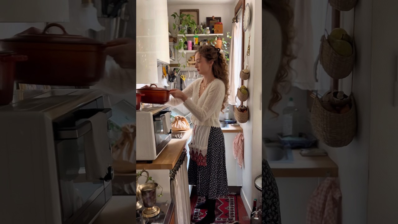 let&rsquo;s make a classic French meal &dessert in my tiny Parisian kitchen 🇫🇷🍐#paris #kitchen #cooking