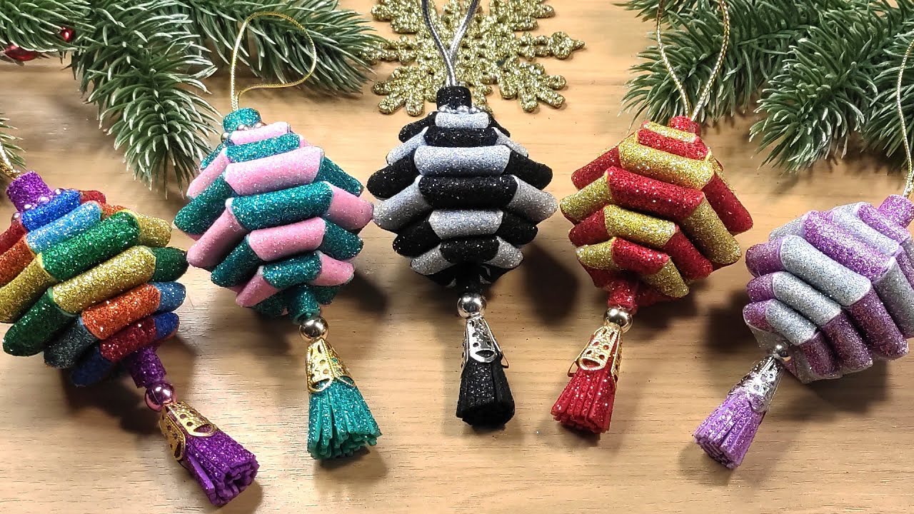 DIY🎄Christmas decor🎄Christmas ornament Tutorial/ foam sheet craft 🎄 НОВОГОДНИЕ игрушки из фоамирана