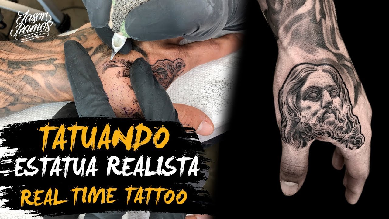 💉TATUANDO Estatua Micro REALISMO en la Mano//Aguja de Línea 3RL//Realistic Statue TATTOO/BLACK&Grey