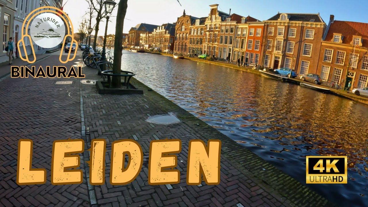 Leiden Netherlands | City Walking Tour 4K | Exploring the Canals |Binaural Audio