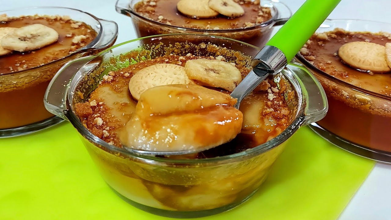 🥄POSTRE FÁCIL😋CREMA DE PLÁTANO Y GALLETA 🍌🍪
