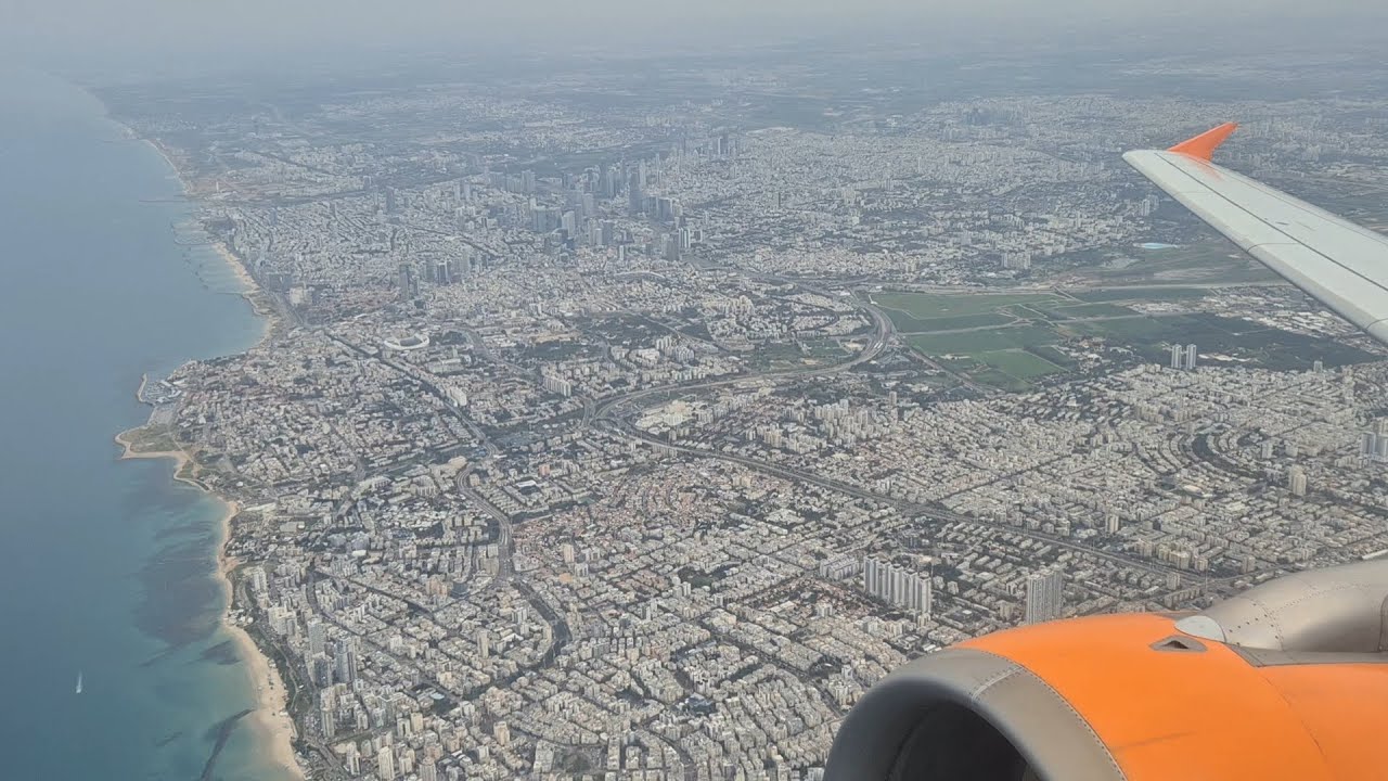 Takeoff from Tel Aviv TLV Ben Gurion Airport onboard Electra Airways A320