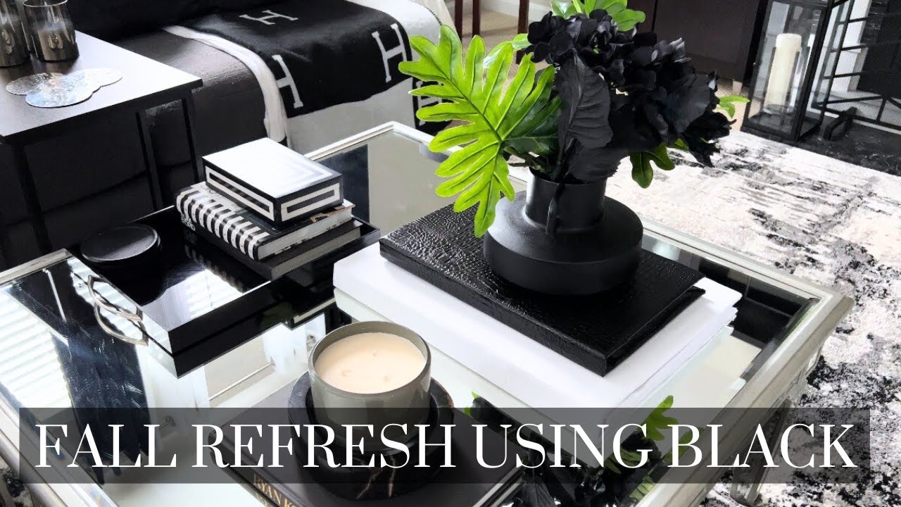 HOW TO USE BLACK for FALL|EARLY FALL LIVING ROOM REFRESH|BLACK OUT+DIY OVERSIZE COFFEE TABLE BOOKS