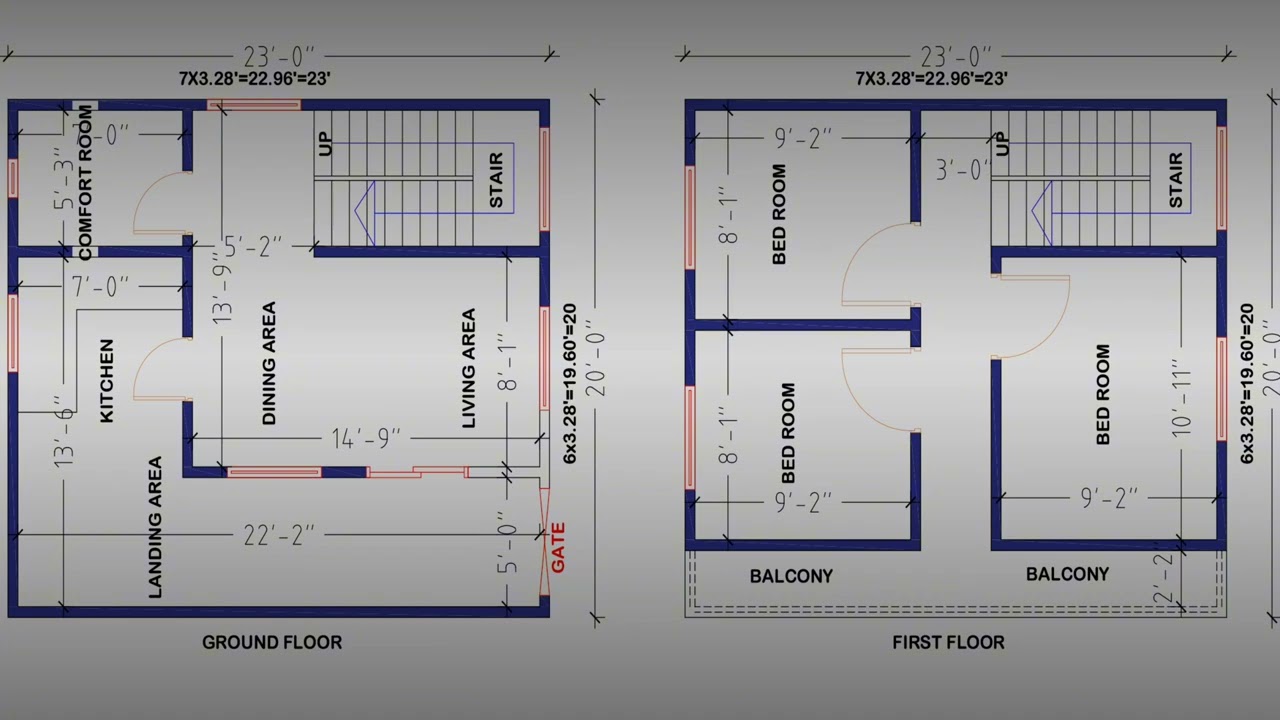 20×23 Duplex House Plan | Ground Floor + First Floor | 3 Bedroom Small Plot Design