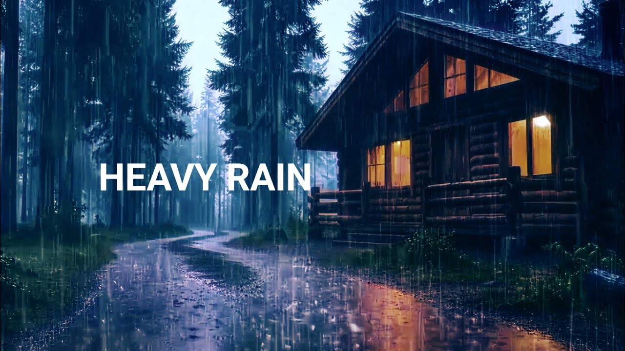 🌧️ Cozy Forest Cabin Rain at Night | Deep Sleep with Heavy Rain Sounds