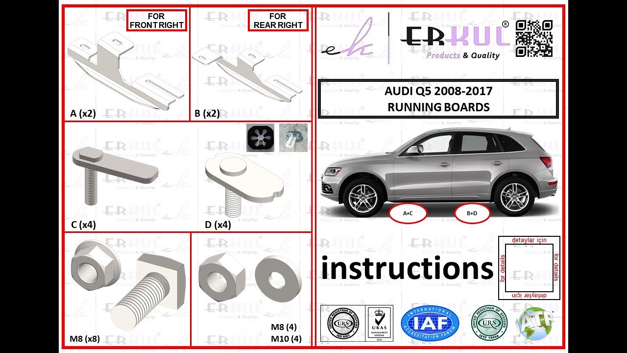 Audi Q5 2009-2017 Running Board Installation / Yan Basamak Montajı