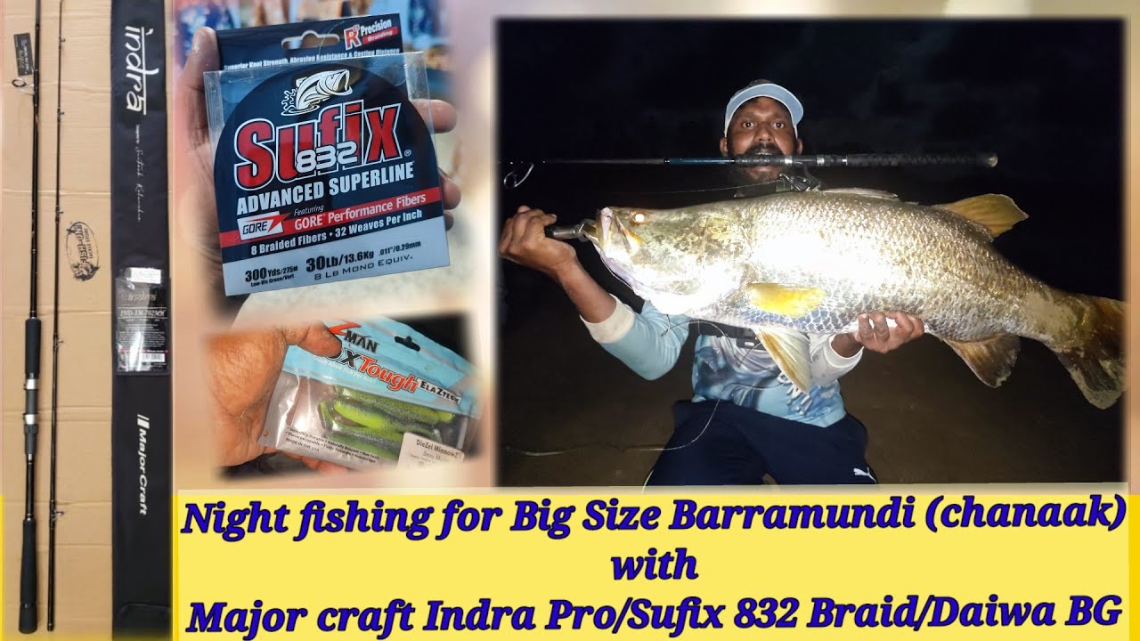 Night fishing for catching Monster Size Barramundi (Chanaak) with Majorcraft Indira Pro/Suffix 832