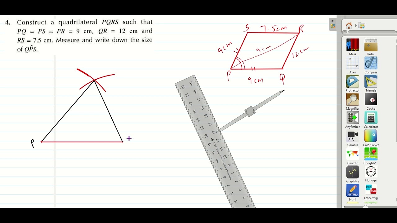 Q4 EX 12B Chapter 12 Geometrical Construction pg 310 O level math D1 math OXFORD NEW SYLLABUS MATHEM