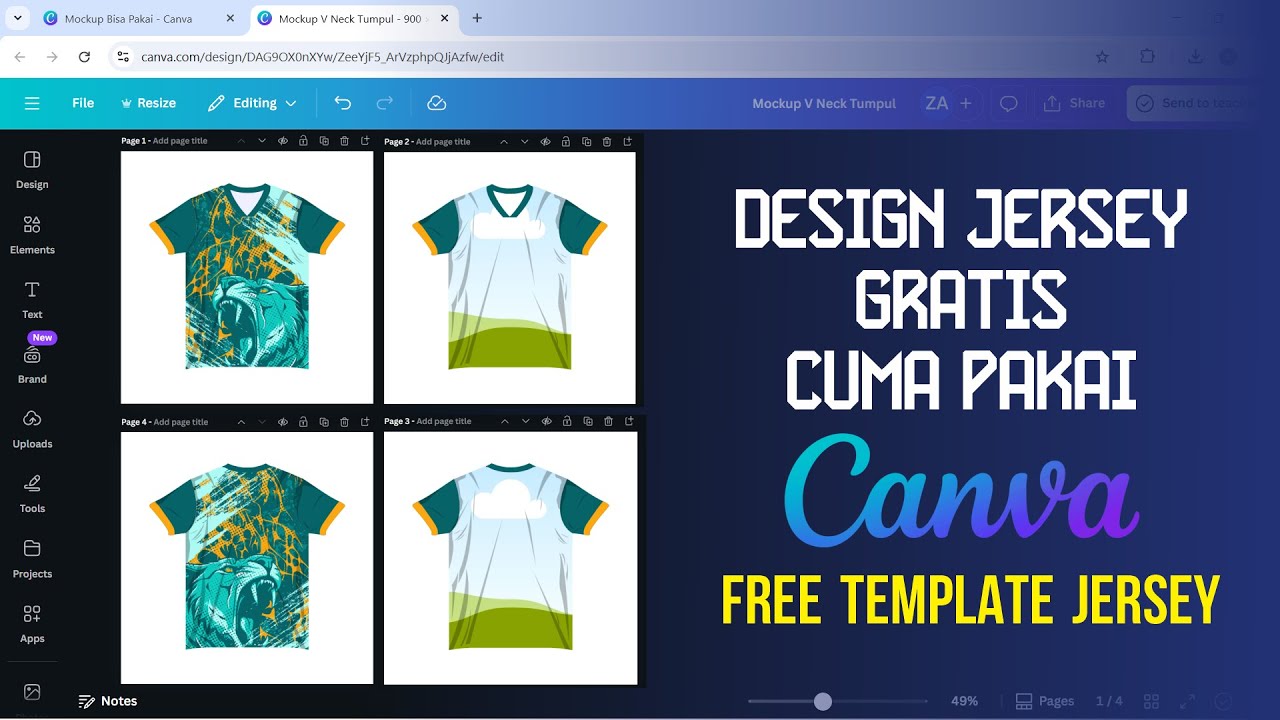 Tutorial Design Jersey di Canva Free Template Jersey