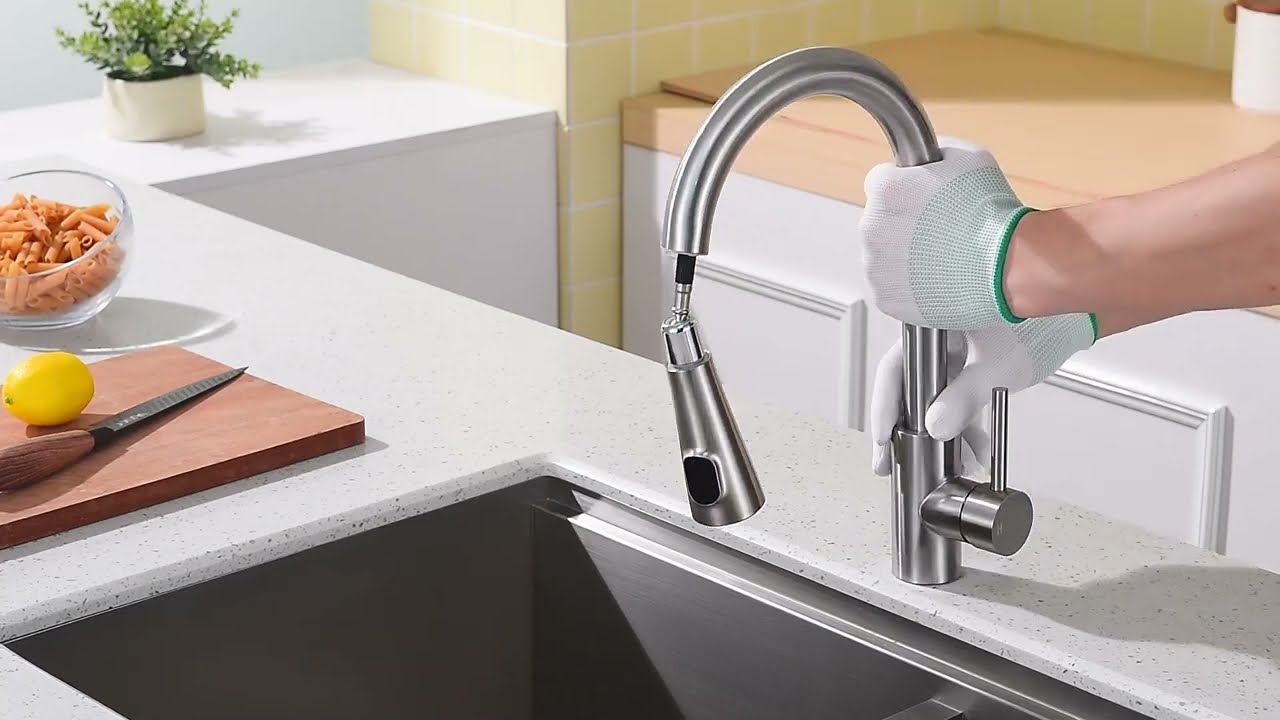 HOMELODY Küchenarmatur Installation | 360° drehbarer Wasserhahn mit LED-Anzeige | E56033001