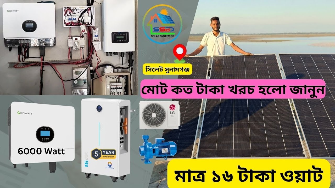 6000 Watt solar System | Sunamgonj Hawor | Jinko Solar 615w | Genixgreen LIthium Battery 51.2v 314ah