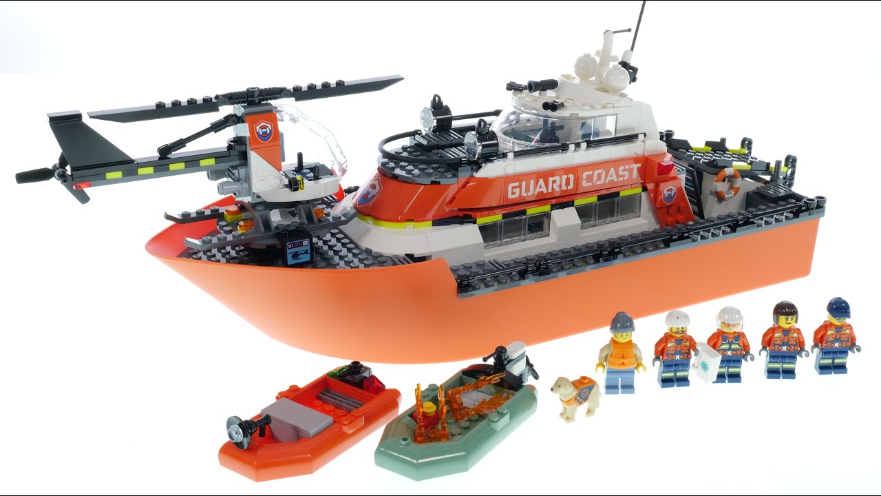 Rettungsboot der Küstenwache mit Hubschrauber - LEGO City 60504 Speed Build
