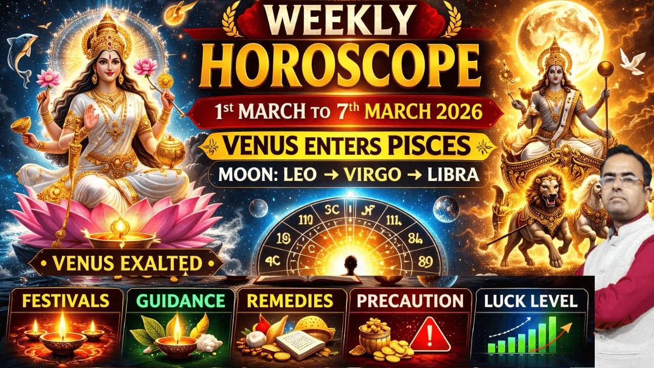 Weekly Horoscope 1st March to 7th March 2026 | Lakshmi Jayanti & Major Transits for 12 Ascendants