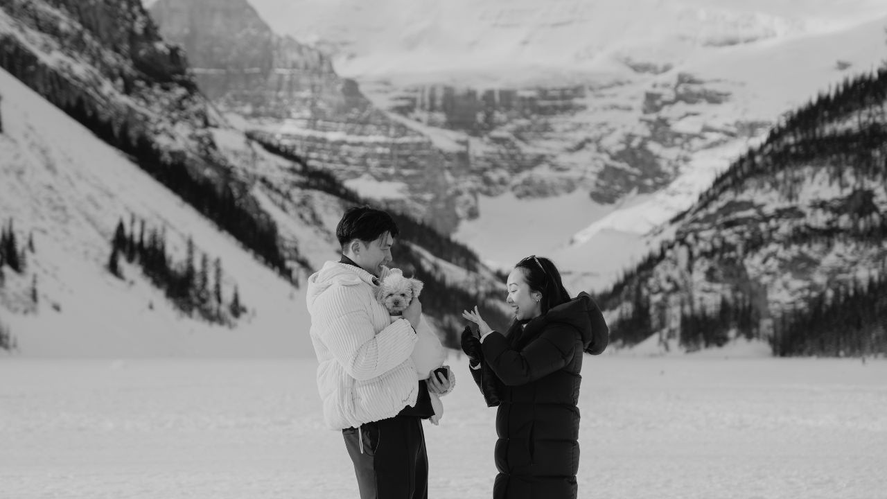 Romantic Winter Lake Louise Proposal | Banff